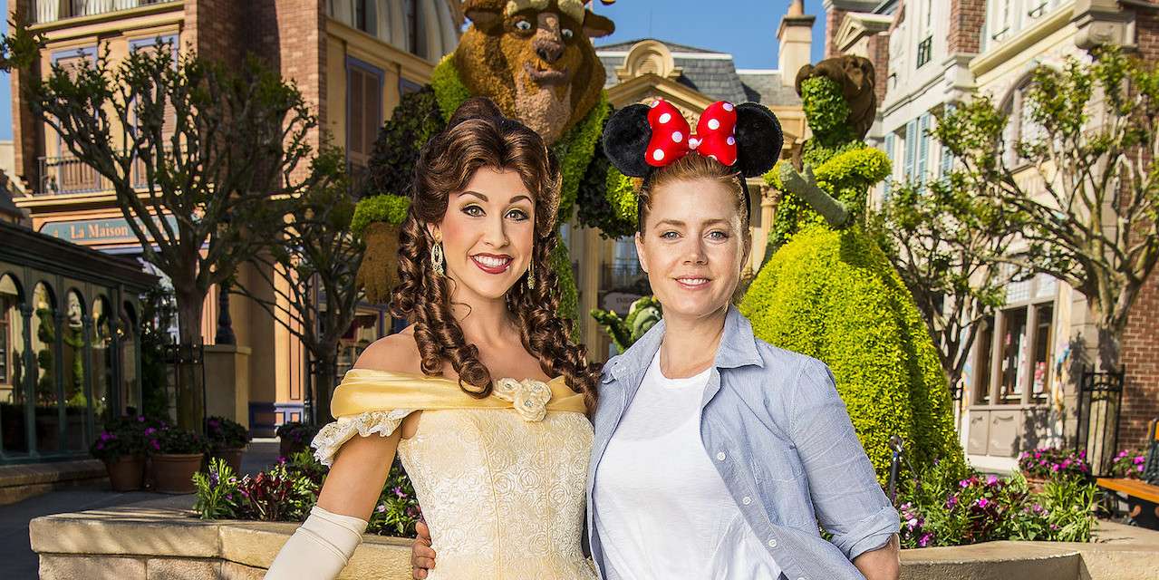 An ‘Enchanted’ Amy Adams Visits with Belle in Epcot