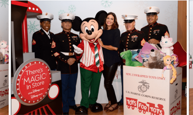 Mandy Moore Reunites with Rapunzel at Disney store’s “Toy for Tots” Toy Drive